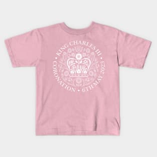 King Charles III Official Coronation Emblem white Kids T-Shirt